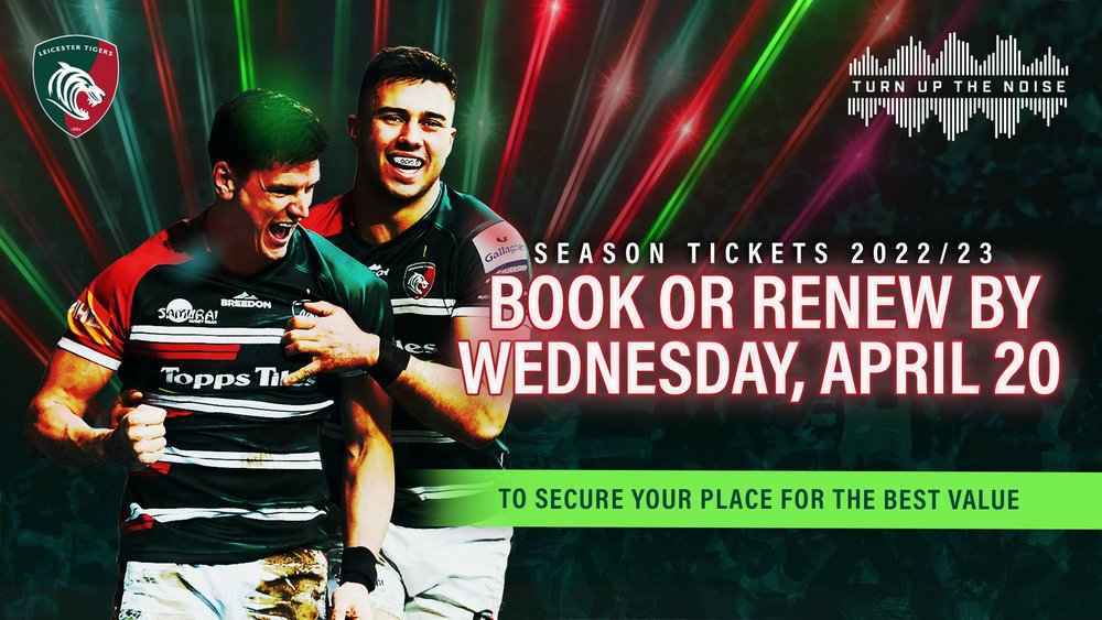 Book now for best prices on Tigers season tickets Leicester Tigers