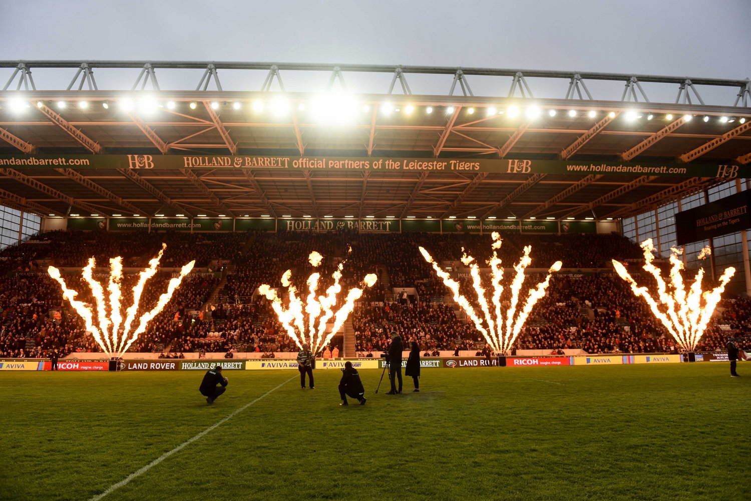 Fire cannons at Welford Road