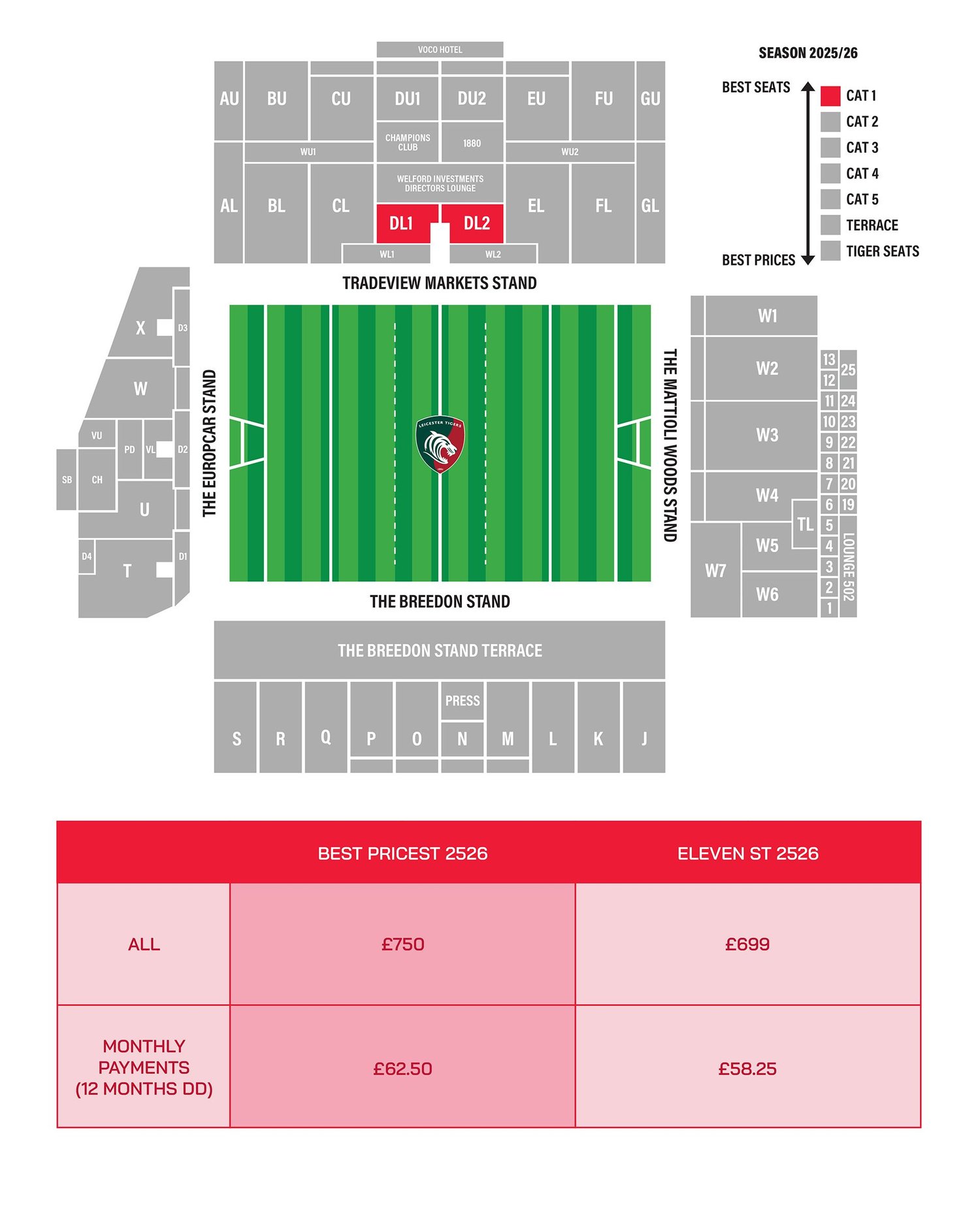 Leicester Tigers Season Tickets 2025/26