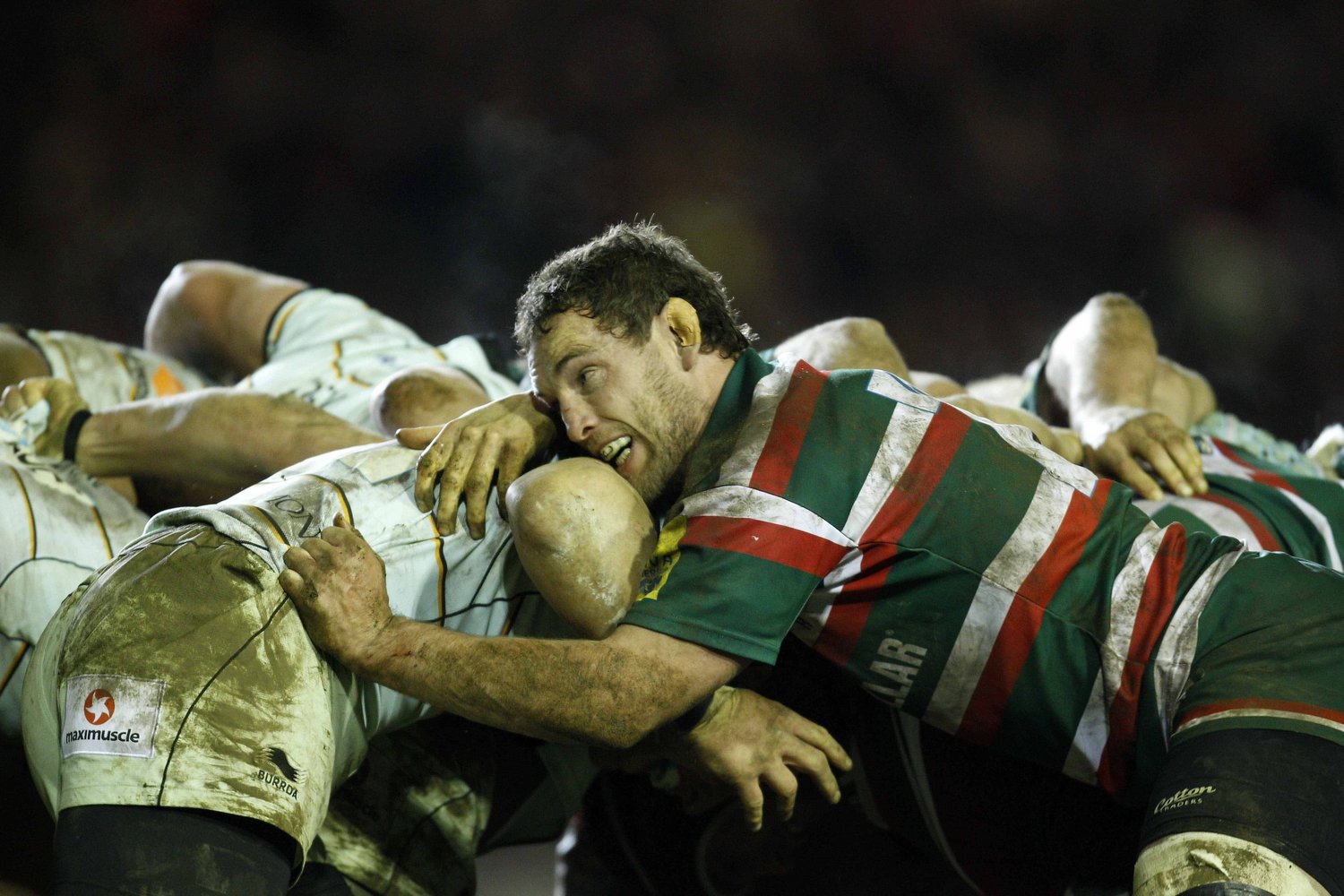 Tigers Craig Newby gets to grips with the Saints scrum in 2011/12