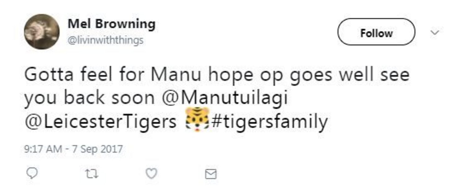 Manu Tuilagi Twitter message