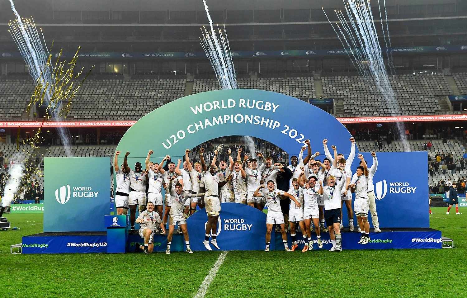 England lift the trophy in South Africa