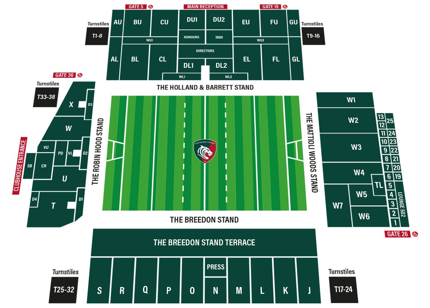 Pricing & seating plan Leicester Tigers