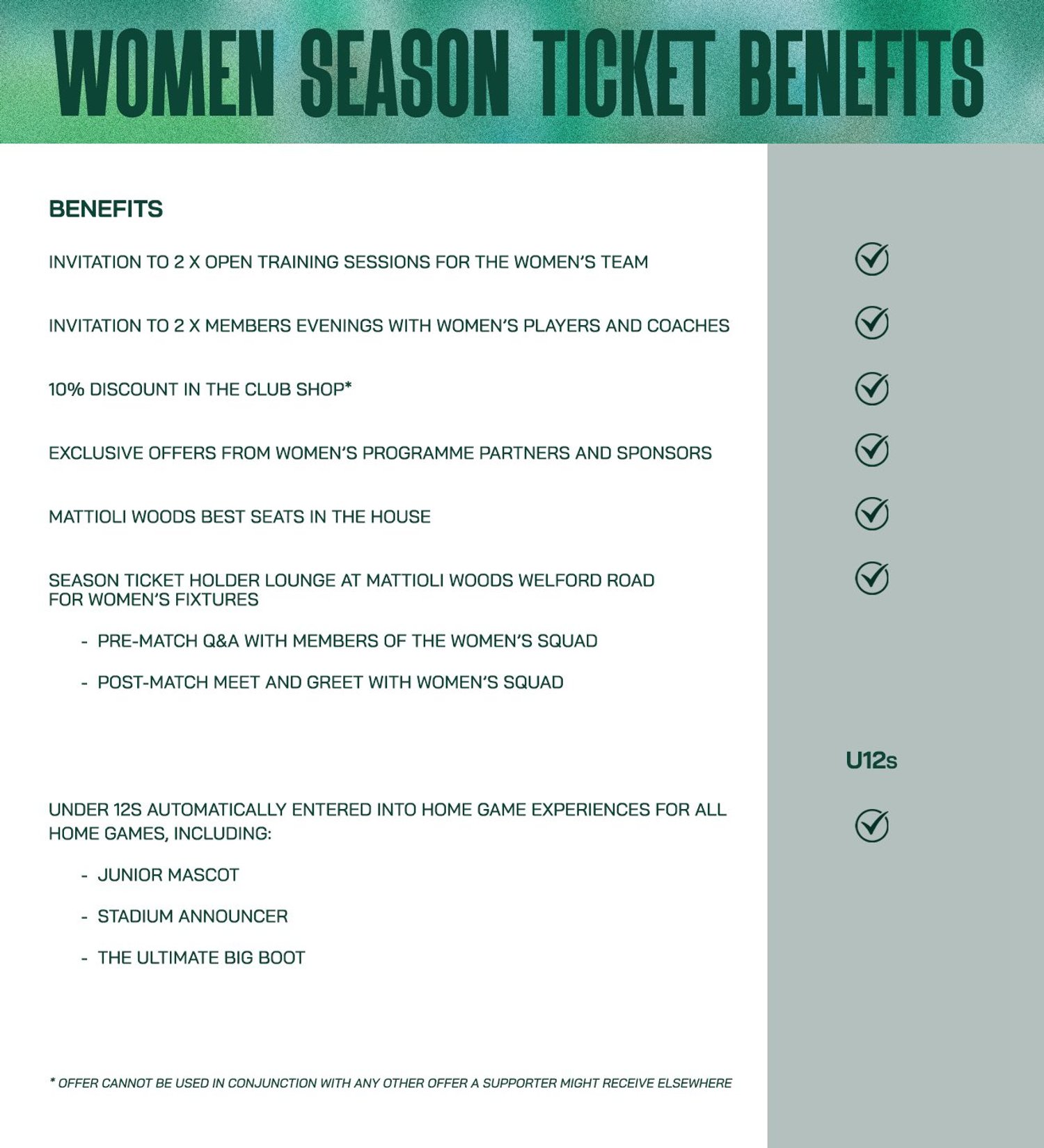 Season Ticket Benefits
