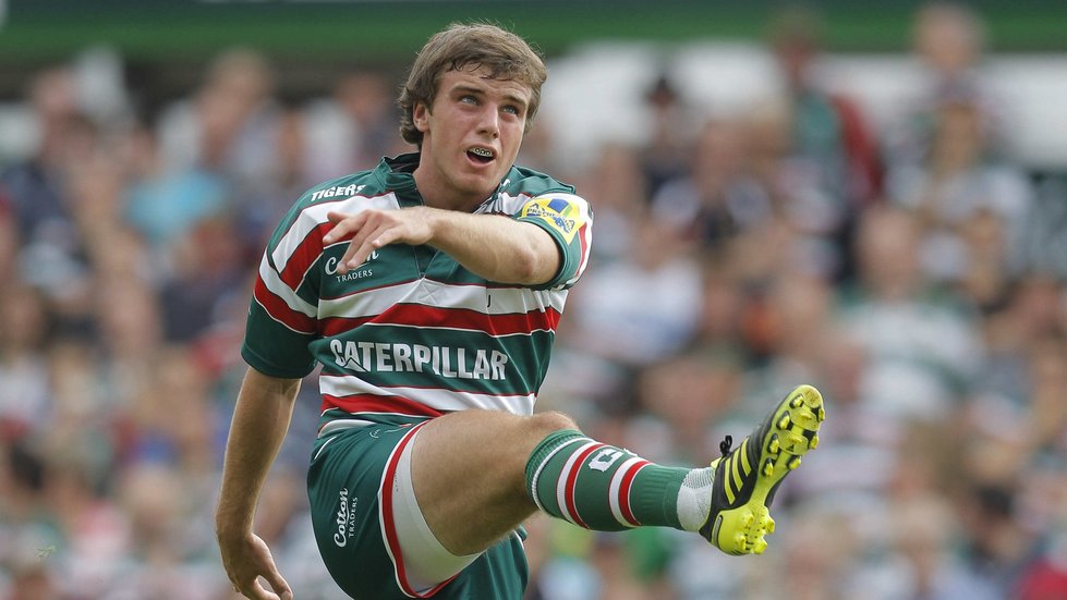 George Ford lands his first-ever drop goal for Tigers against Exeter Chiefs at Welford Road in September 2011