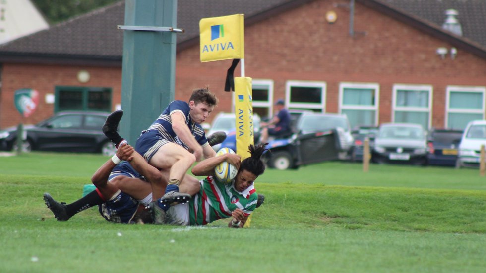 Luke Phoenix crosses for his second try in the Tigers pre-season win over Bristol Academy