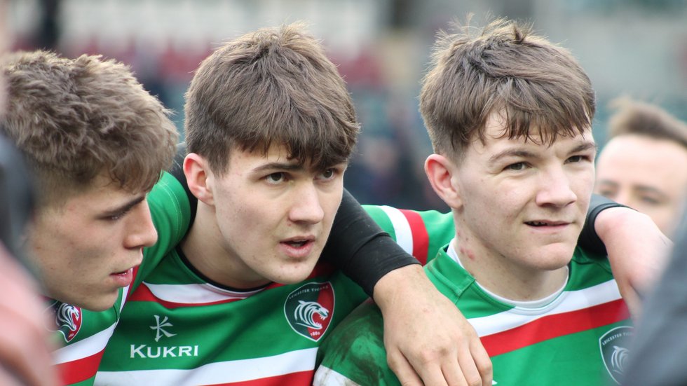 Academy wing Henry Joule (centre) scored the decisive try in the Final earlier in February.