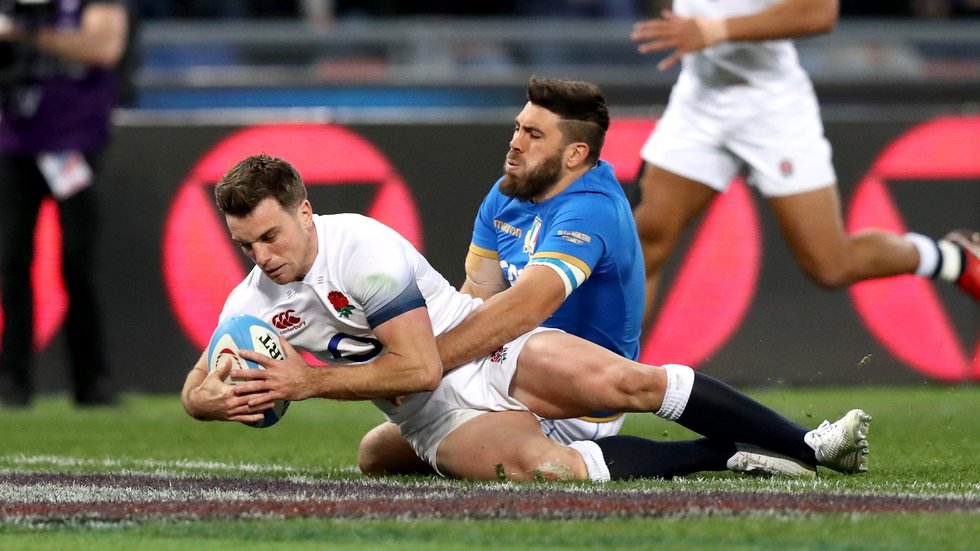 George Ford goes over to score for England in Rome