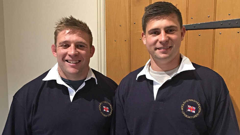 Tom and Ben Youngs in their Sheringham RNLI kit
