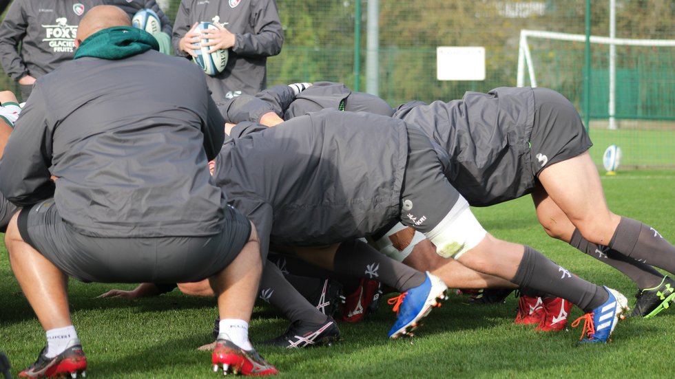 Boris Stankovich keeps a close eye on the scrum during a session at Oval Park