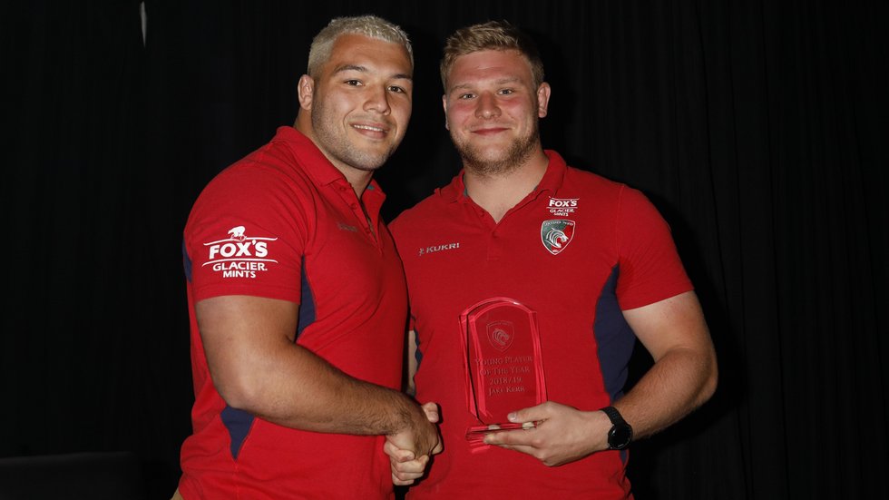 Kerr was presented with his trophy by fellow front-rower Ellis Genge, who has won the Young Player award for the past two seasons.
